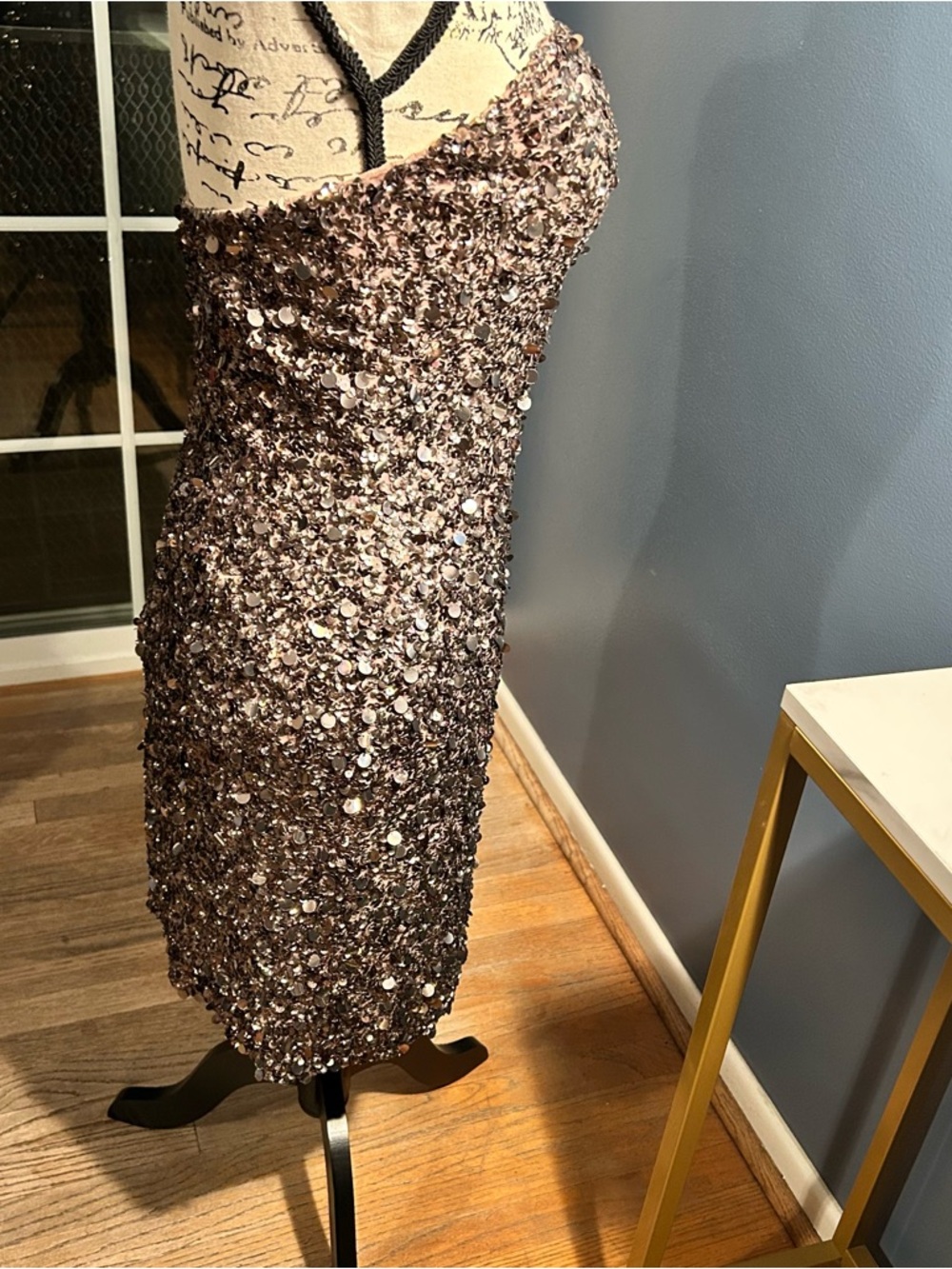 SCALA Strapless Silk Hand-Beaded Sequined Dress - Picture 7 of 15